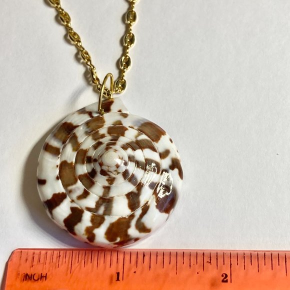 Natural Shell Shiva Nautilus Pendant Necklace Mermaid Statement Gold Plated 18" - Picture 8 of 9